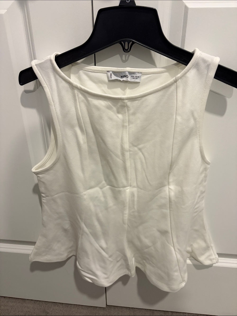 Mango Ivory Sleeveless Peplum Tank Top
